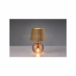 JONNA LAMPADA DA TAVOLO BASE VETRO AMBRA ILLUMINATA CON PARALUME VELLUTO MARRONE H. 29CM