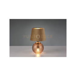 Trio - Lampada da tavolo con base in vetro ambra illuminata con paralume in velluto marrone Jonna R51242013