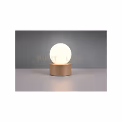 COUNTESS LAMPADA DA TAVOLO BASE METALLO EFFETTO LEGNO E VETRO SFERA BIANCO ACCENSIONE TOUCH H. 17CM