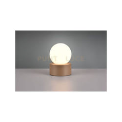 Lampada da tavolo con base in metallo effetto legno e vetro a sfera bianca Countess R59051065