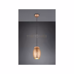 BIDAR SOSPENSIONE METALLO CAFFE' TAGLIO LASER CON INSERTO IN LEGNO D. 15CM