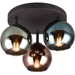 Reality Leuchten - Plafoniera 3 luci, metallo, nero e multicolor effetto fumé, d 33 cm, Sheldon