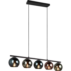 Lampada a sospensione 5 luci, metallo e vetro, nero e multicolor, l 83 cm, Sheldon