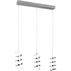 Lampada a sospensione 3 luci led, metallo, cromo, L70 cm, Laola