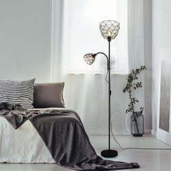 Reality Leuchten - Lampada da terra Lampada da lettura flessibile Proiettore industriale da soffitto Lampada da terra a 2 fiamme, design a reticolo,