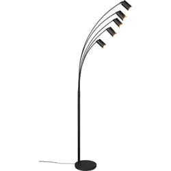Trio - Lampada da terra 5 luci, metallo, nero opaco, h 200 cm, Marley