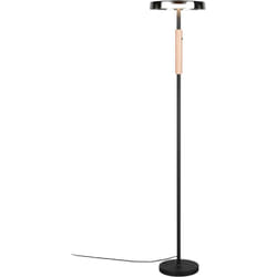 Trio - Lampada da terra led, metallo e vetro, nero e fumé, h 130 cm, Celeste
