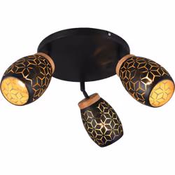 MATERIALE: Metallo COLORE: Oro nero DIMENSIONI: D58 x H27 cm ELETTRIFICAZIONE: excl. 3x E14 · max. 10W LAMPADINA INCLUSA: no  ...