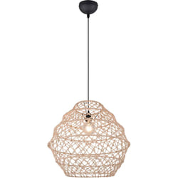 Lampada a sospensione, canapa e metallo, naturale e nero, d 60 cm, Hive