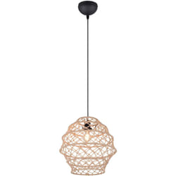 Lampada a sospensione, canapa e metallo, naturale e nero, d 39 cm, Hive