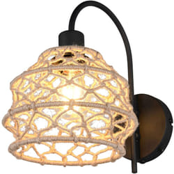 Reality Leuchten - Applique, canapa e metallo, naturale e nero, h 32 cm, Hive