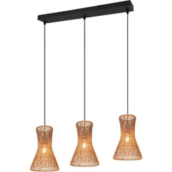 Reality Leuchten - Lampada a sospensione 3 luci, fibre naturali, l 75 cm, Bijou