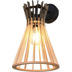 Reality Leuchten - Applique, metallo e mdf, nero opaco e finitura naturale, h 36 cm, Alice