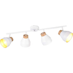 Trio Lighting - Barra 4 luci, metallo e legno, bianco e oro, l 72 cm, Valentin