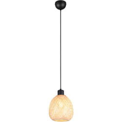 Reality Leuchten - Lampada a sospensione, bambù e metallo nero, d 18 cm, Amelie
