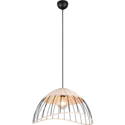 Lampada a sospensione, rattan e metallo, naturale e nero, d 48 cm, Sandrine