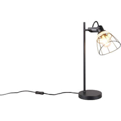 Trio Lighting - Lampada da tavolo, rattan e metallo, naturale e nero, h 50 cm, Jerome