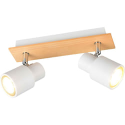 Trio Lighting - Barra 2 luci, metallo e legno, bianco, l 31 cm, Pierre