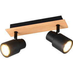 Trio Lighting - Barra 2 luci, metallo e legno, nero, l 31 cm, Pierre