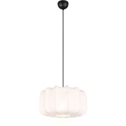 Reality Leuchten - Lampada a sospensione, tessuto e metallo, bianco e nero, d 40 cm, Madeline