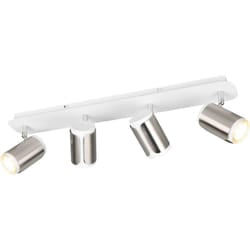 Trio - Barra 4 luci, metallo, bianco e nichel opaco, l 60 cm, Gillan