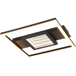 Trio - Plafoniera led quadrata, metallo, nero, 35x35 cm, Wheeler