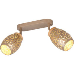 Trio Lighting - Barra 2 luci, metallo, caffè e legno, l 28 cm, Bidar