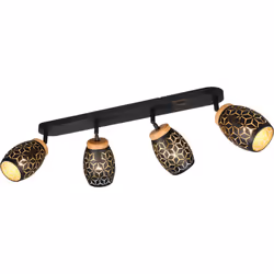 MATERIALE: Metallo COLORE: Nero opaco DIMENSIONI: L74 x H27 x P12 cm ELETTRIFICAZIONE: excl. 4x E14 · max. 10W LAMPADINA INCL ...