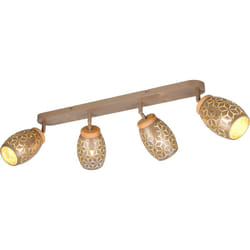 Barra 4 luci, metallo, caffè e legno, L 74 cm, Bidar