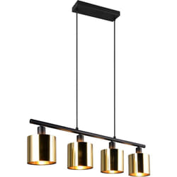 Trio Lighting - Lampada a sospensione 4 luci, metallo, nero e oro, l 75 cm, Jason