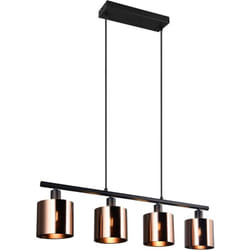 Lampada a sospensione 4 luci, metallo, nero e bronzo, L 75 cm, Jason