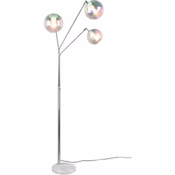 MATERIALE: Metallo e vetro COLORE: Cromo e trasparente iridescente DIMENSIONI: L67 x H200 x P74 cm ELETTRIFICAZIONE: excl. 3x ...