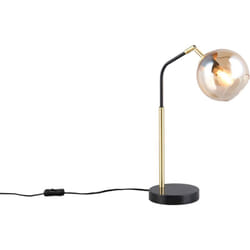 Trio - Lampada da tavolo, metallo e vetro, nero opaco e ambra, h 45 cm, Paxton