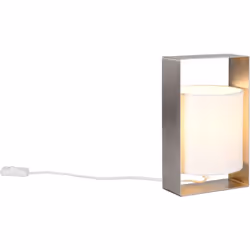 MATERIALE: Metallo e tessuto COLORE: Nichel opaco e bianco DIMENSIONI: L16 x H27 x P15 cm ELETTRIFICAZIONE: excl. 1x E27 · ma ...