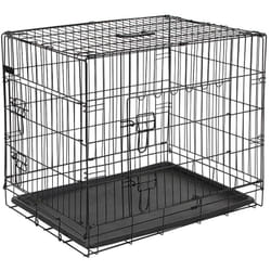 Kerbl - Gabbia per cani diritta anteriore pieghevole, 2 porte, 76 x 54 x 64 cm, colore: Nero
