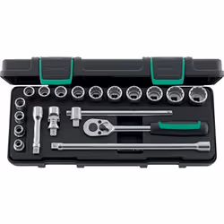 Set di socket 3/8 n. 45/14/5I KN - Cromo placcato - Acciaio con lega cromata - Inserti a telaio in HPQ® acciaio ad alte prest ...