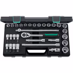 Set di socket 1/2 n. 50/54/25/6 - Cromo placcato - Acciaio con lega cromata - Inserti a telaio in HPQ® acciaio ad alte presta ...
