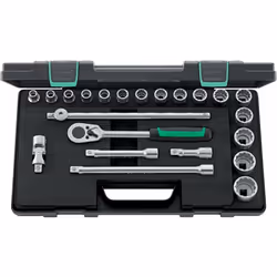 Set di socket 1/2 n. 50/16/6 - Cromo placcato - Acciaio con lega cromata - Inserti a telaio in HPQ® acciaio ad alte prestazio ...