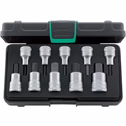 Set di inserti per cacciavite 1/2 per viti interne a 6 spigoli n. 54/10 - Cromo placcato - Acciaio con lega cromata - Unità i ...