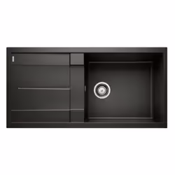 Lavello Métra XL 6S Blanco 525932 da incasso in Silgranit® con vasca grande molto profonda (49x43x19) + gocciolatoio scanalat ...