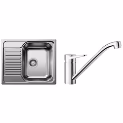 BLANCO TIPO 45 S Mini & WEGA II, Lavello montato su piano, Rettangolare, Acciaio inox, Acciaio inox, 1 ciotole, Rettangolare