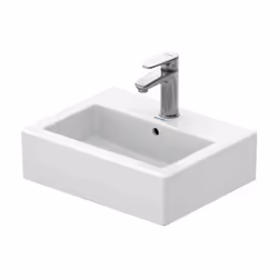 Lavabo a mano Duravit Vero in ceramica sanitaria 450x350x160mm con troppopieno, con foro per rubinetto da banco con foro per ...