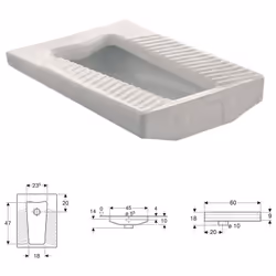 WC a pavimento Geberit Publica 208580000, in vetrochina, colore bianco, senza sedile, con brida, 60 cm lunghezza, 45 cm largh ...