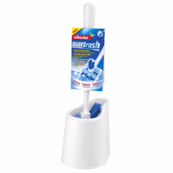 Vileda PowerBrush Sistema, Scopino da bagno e supporto, Blu, Bianco, Polipropilene (PP), Polipropilene, PowerBrush, Classico