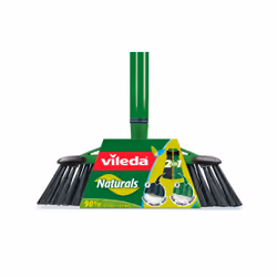 Vileda Scopa 2in1 Naturals con Manico 1pz, Interno, Nero, Verde, Setola morbida/rigida, Polietilene tereftalato (PET), Polipr ...