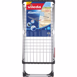 Vileda 157336 stendino e filo asciugabiancheria Stendibiancheria da pavimento Nero, Acciaio inox