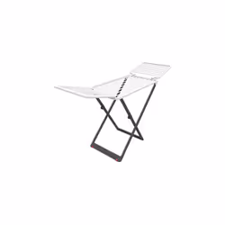 In resina, 20 metri da stendere, con ruote e pulsante blocca/sblocca snodo. Dimensioni L190xP55xH90 cm.