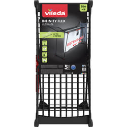 Vileda Infinity Flex Ultimate Stendibiancheria con griglia estensibile, in acciaio con finitura nero opaco, 30 mt stendibili, tubi extra spessi e ruote