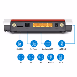 Box AVM 6850 5G v2 International router wireless Gigabit Ethernet Dual-band (2.4 GHz/5 GHz) Bianco, Rosso - Vista aggiuntiva 2