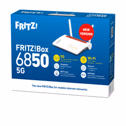 Box AVM 6850 5G v2 International router wireless Gigabit Ethernet Dual-band (2.4 GHz/5 GHz) Bianco, Rosso - Vista aggiuntiva 4
